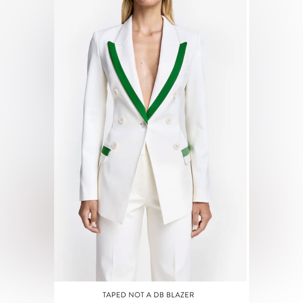 NWT Smythe cream Blazer with Green Trim - Women's Double-Breasted Jacket